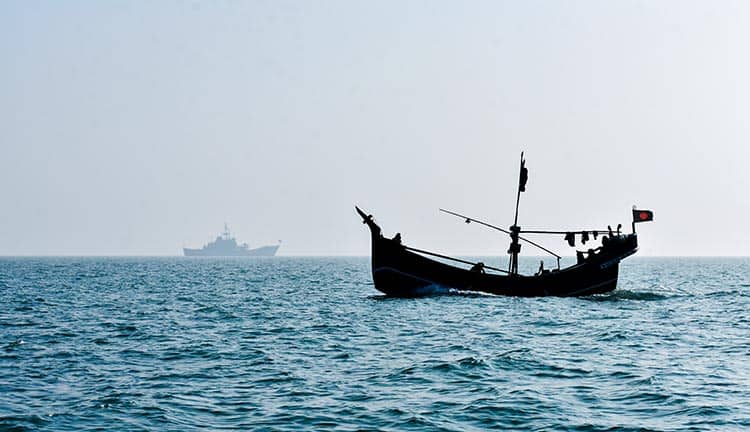 a fishing boat in bay of bengal